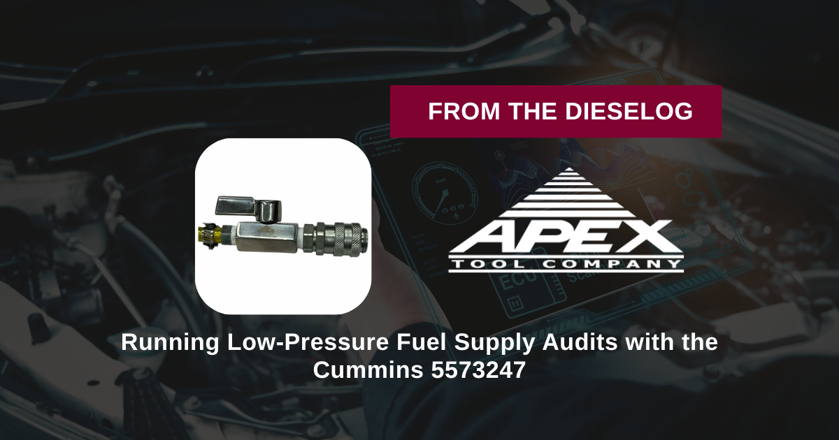 Step-by-step close up layout of an impact grade diesel engine diagnostic quick adapter resting clean over a tool panel bench